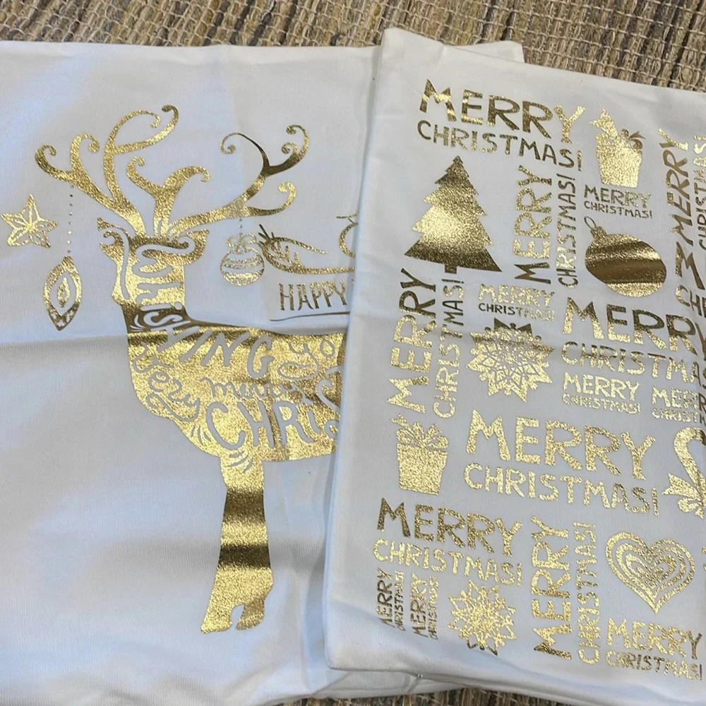Set of Two Pillow Throw covers Zippered Merry Christmas and Happy New Year